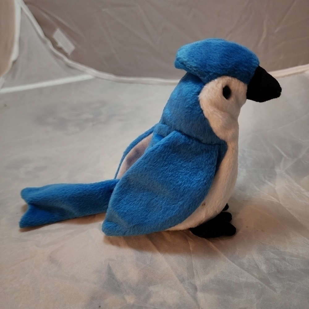 TY Beanie Baby Blue Jay Bird "Rocket" Plush Toy Stuffed Animal 1997 Collectible